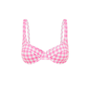 Blush Gingham Balconette Bra Bikini Top