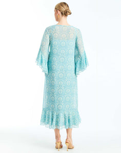 Bimini Ruffle Caftan in Trellis Aquarelle