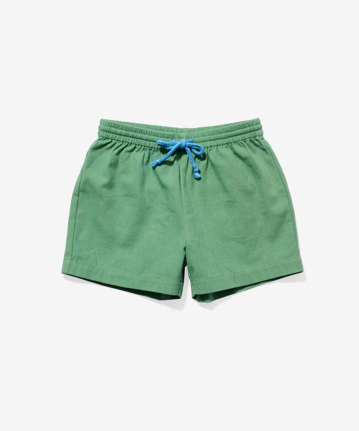 Front view of Bingo Short in Green showcasing the contrast drawcord and elastic waist on a white background