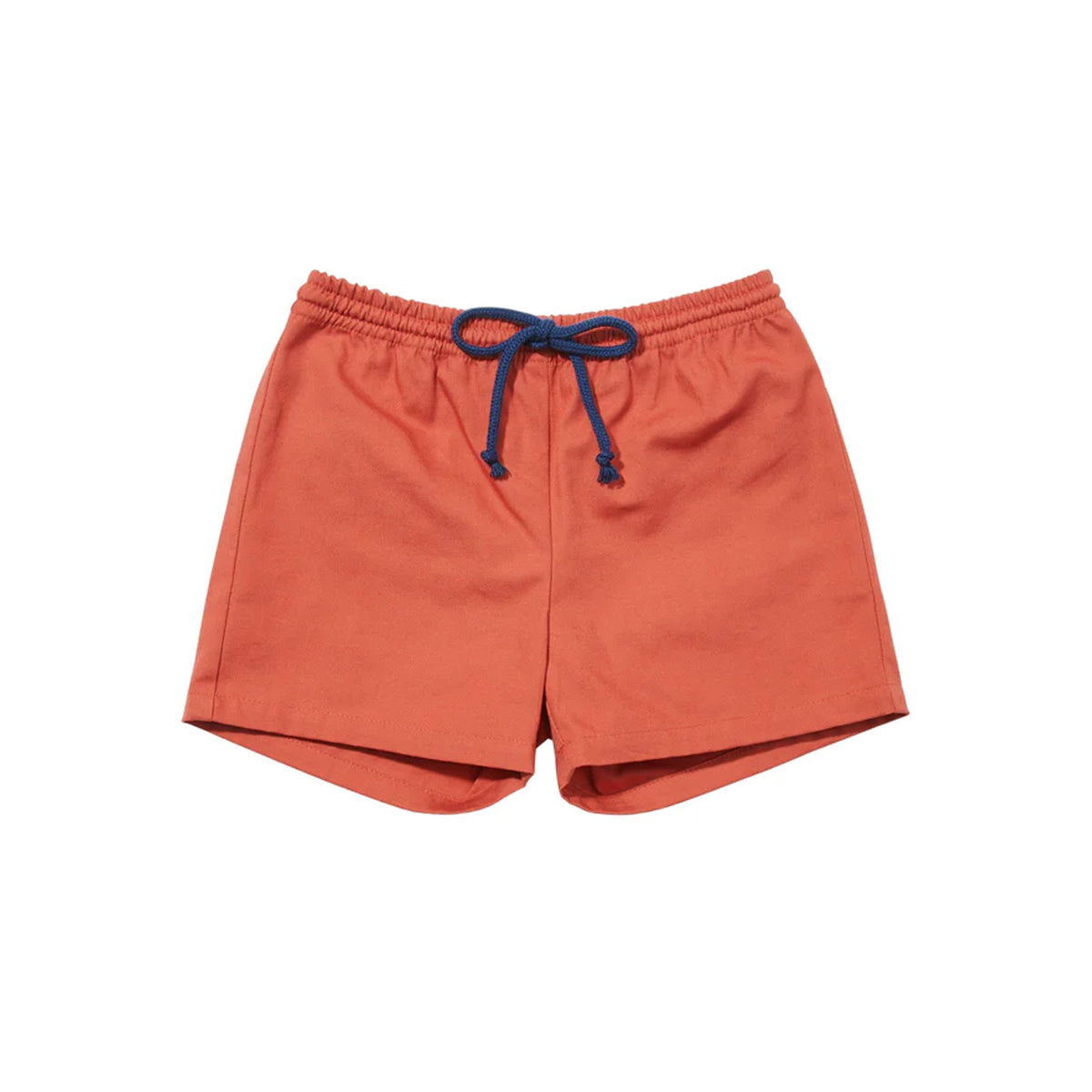 Front view of Bingo Short in Tomato showcasing contrast cord and pull-on flex-fit waist against a white background