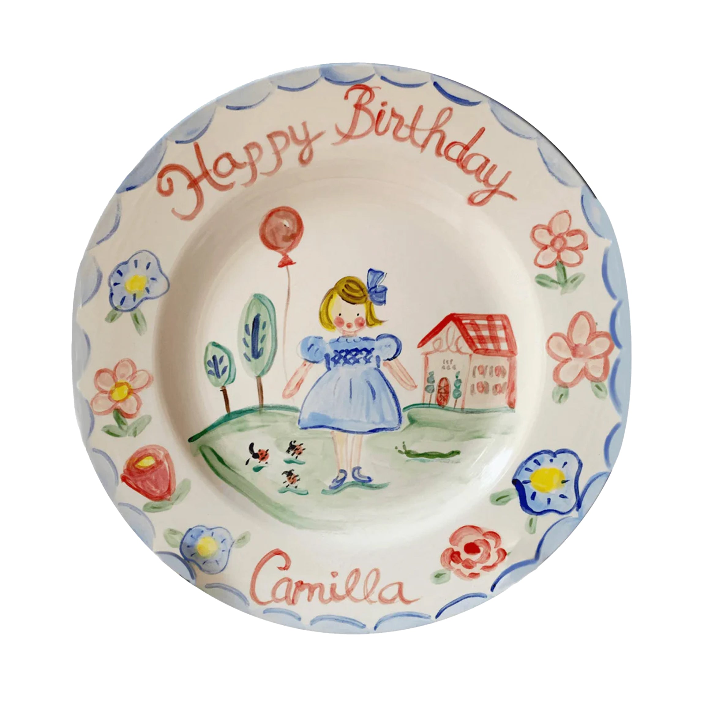 Birthday Plate in Blue Dress Full Color