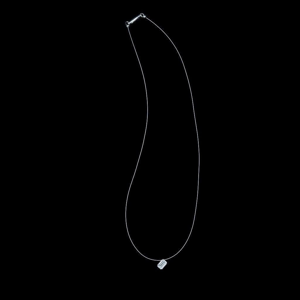 Emerald Cut “Floating” Diamond Pendant