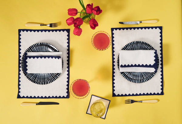 Ziggy Cocktail Napkin in Midnight Blue, Set of 2