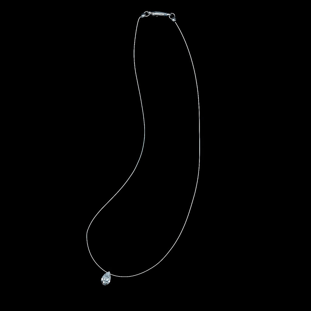 Pear Shaped “Floating” Diamond Pendant