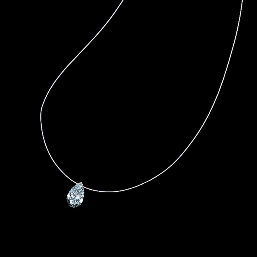 Pear Shaped “Floating” Diamond Pendant