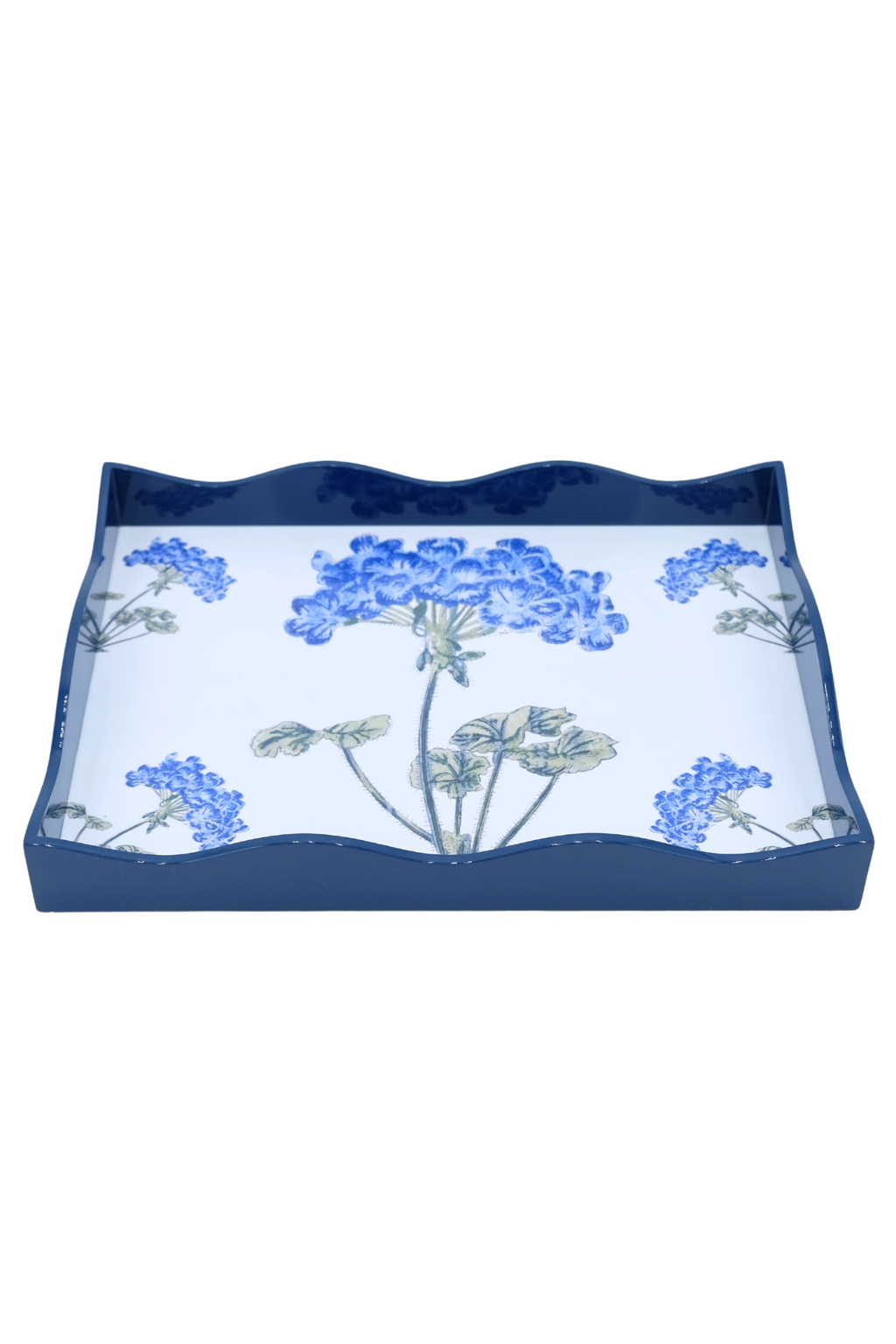 Blue Hydrangea Lacquerware Scalloped Tray