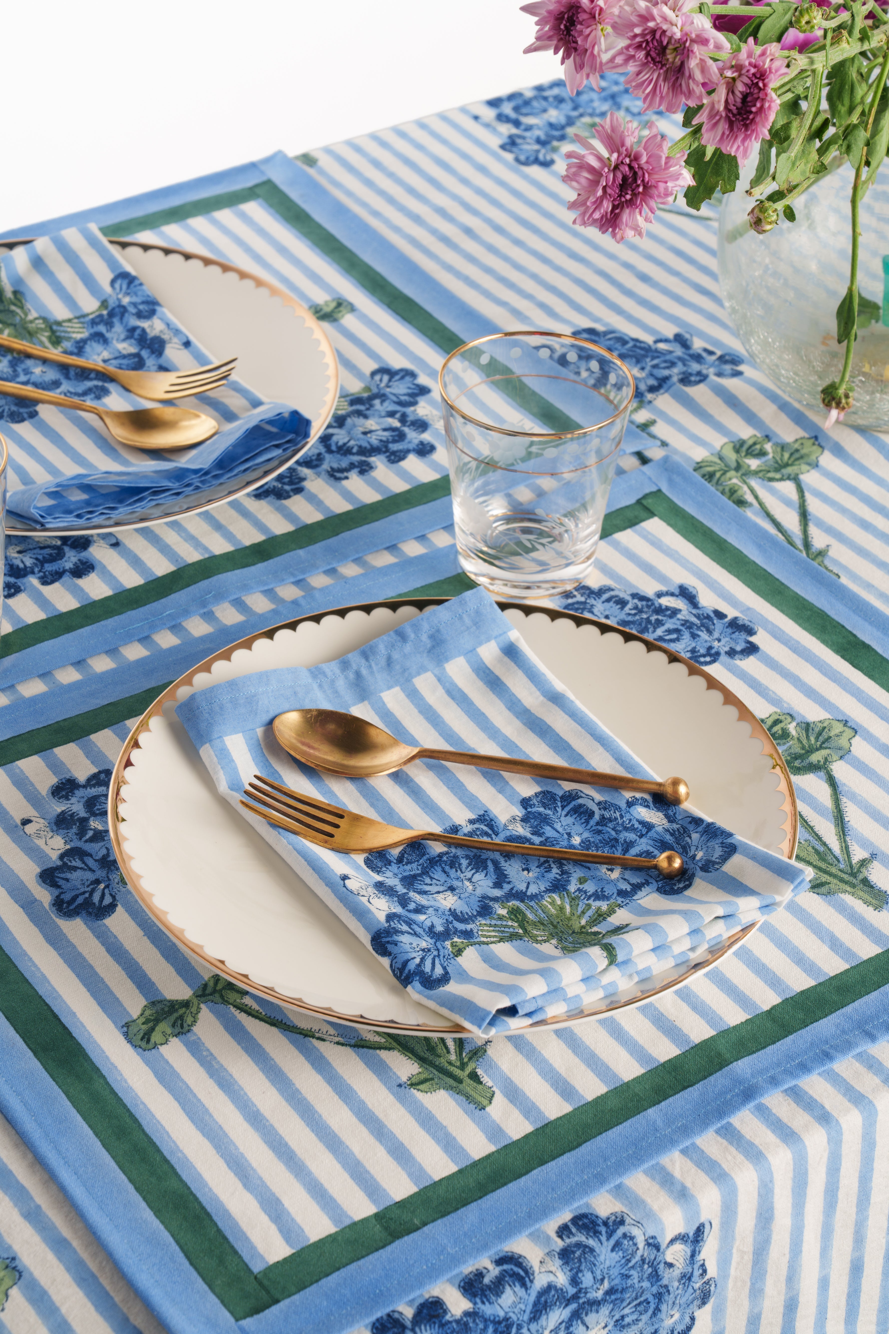 Blue Hydrangea Blockprint Placemat