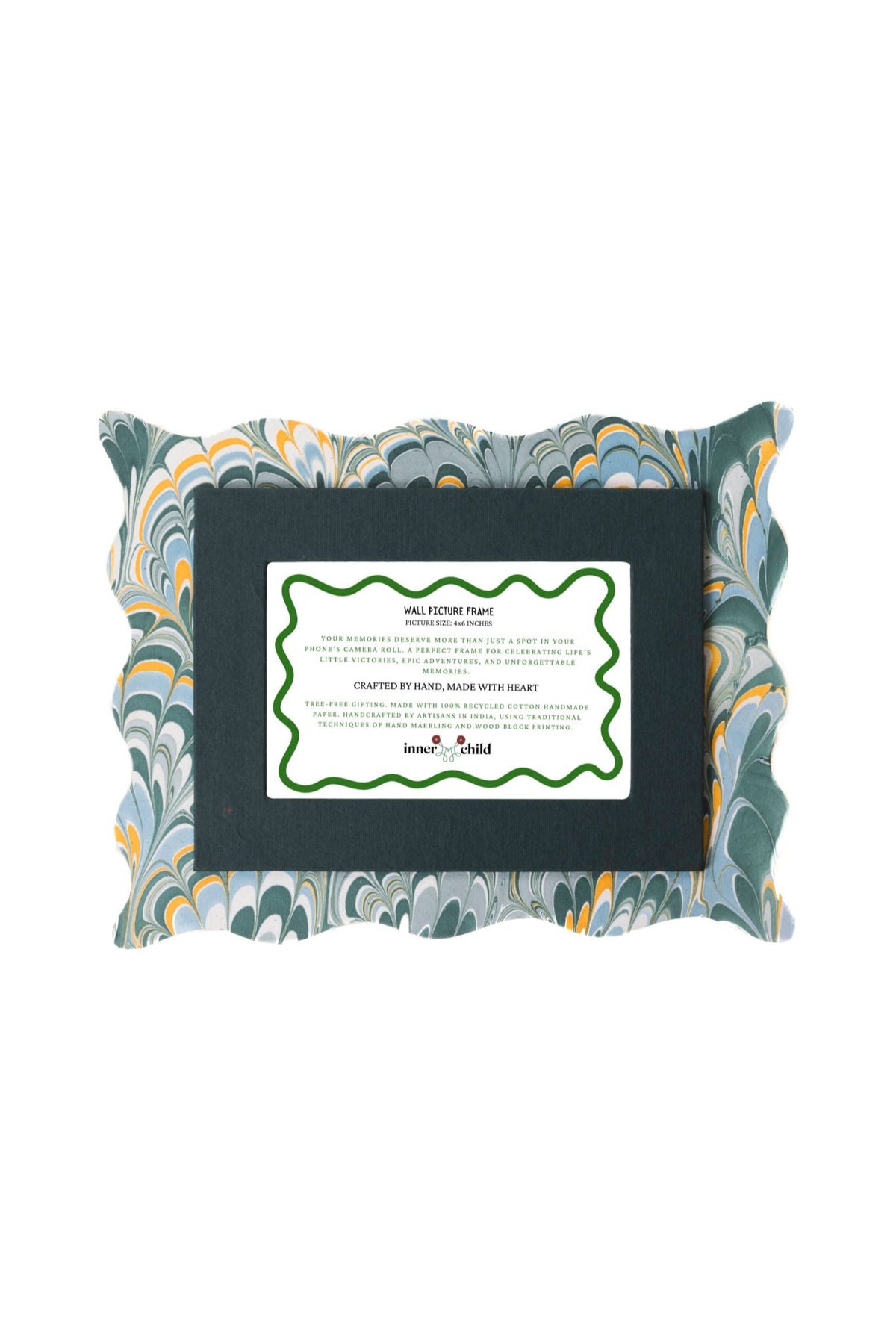 Scalloped Hand-Marbled Picture Frame 4x6 in Blue