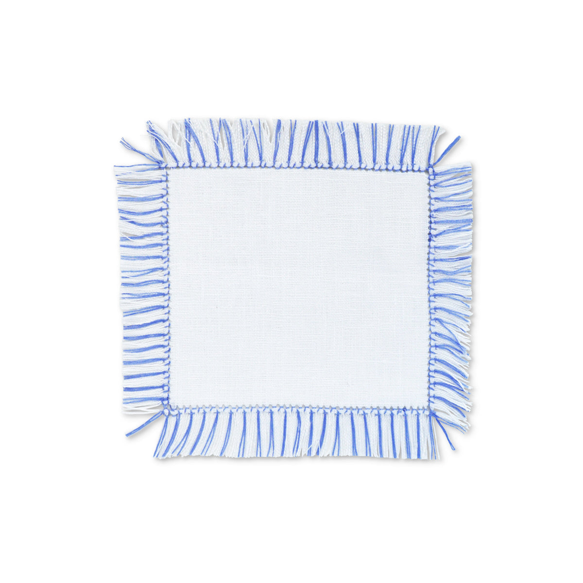 Blue & White Fringe Cocktail Napkins (4) Shells Chefanie 