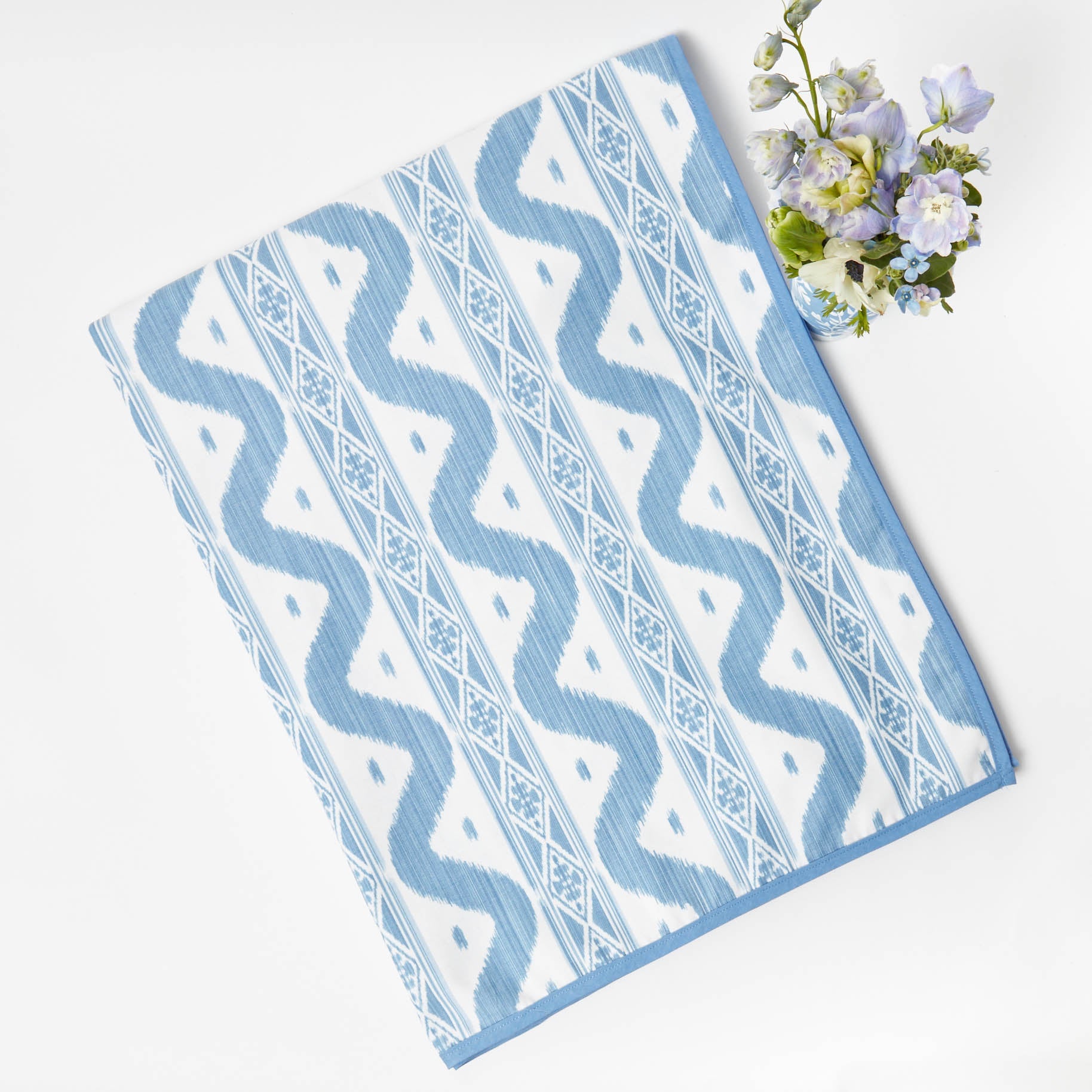 Blue Ikat Tablecloth Large