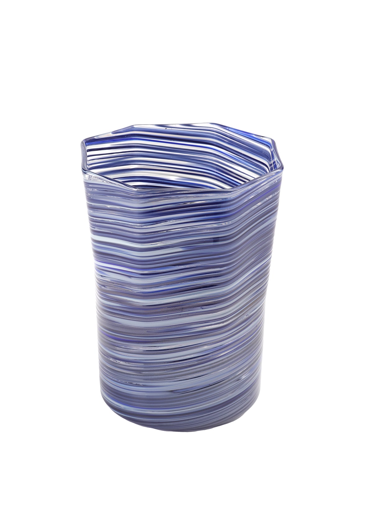 Short Hand Blown Tumbler in Indigo Mix, Set of 6