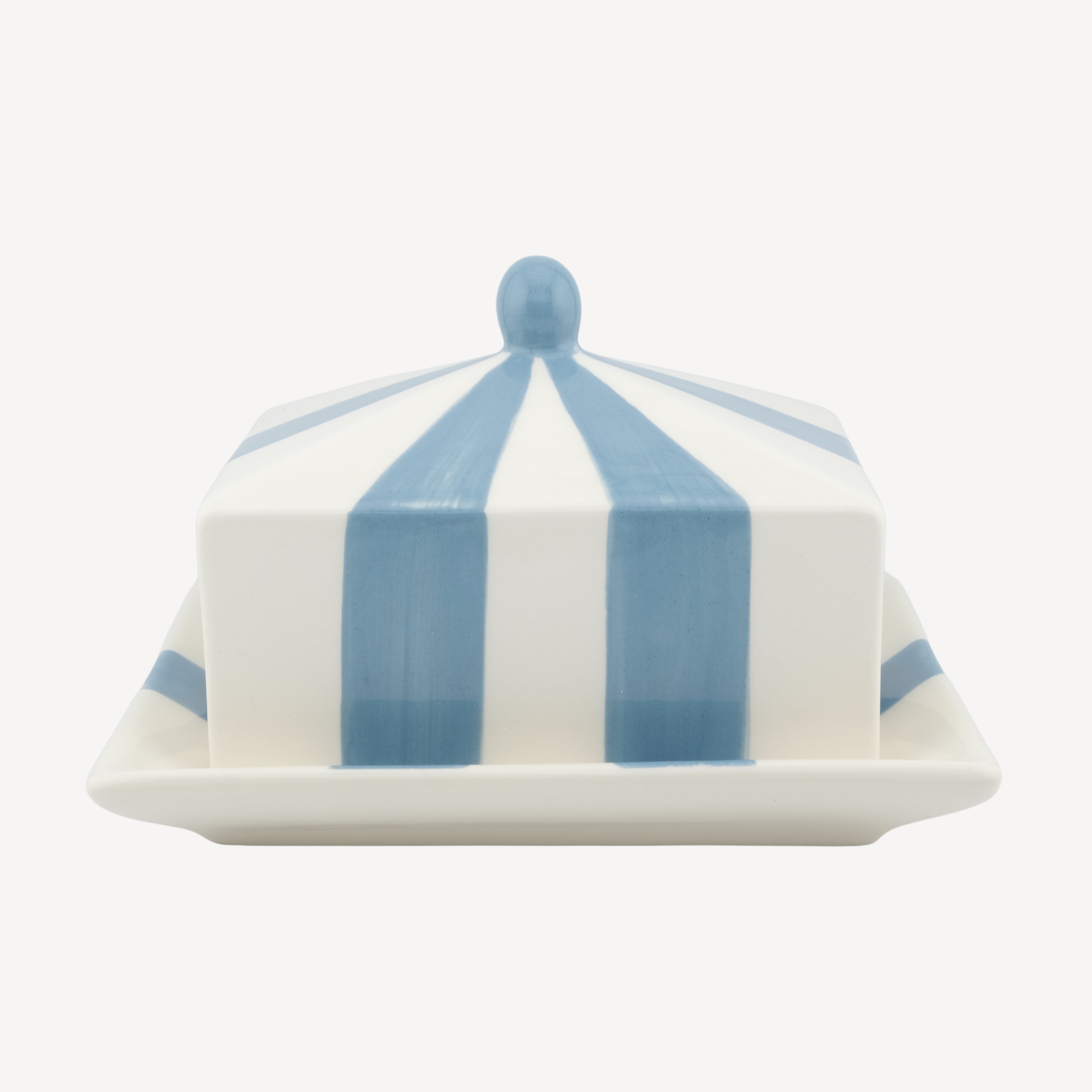 Circus Stripe Butter Dish - Blue
