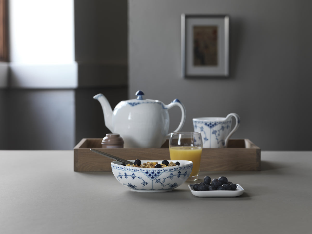 Blue Fluted Half Lace Hi Handle Mug 11Oz