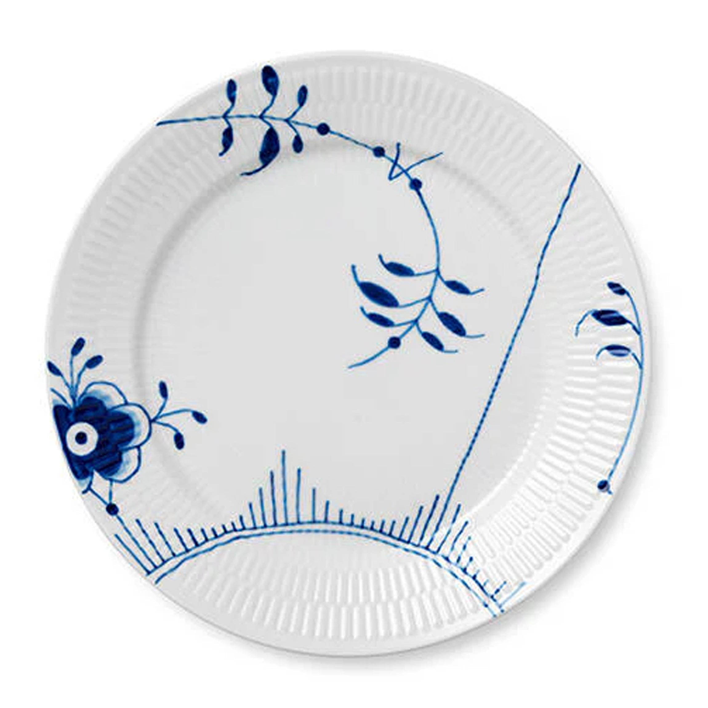 Blue Fluted Mega Dinner Plate #2 10.75"