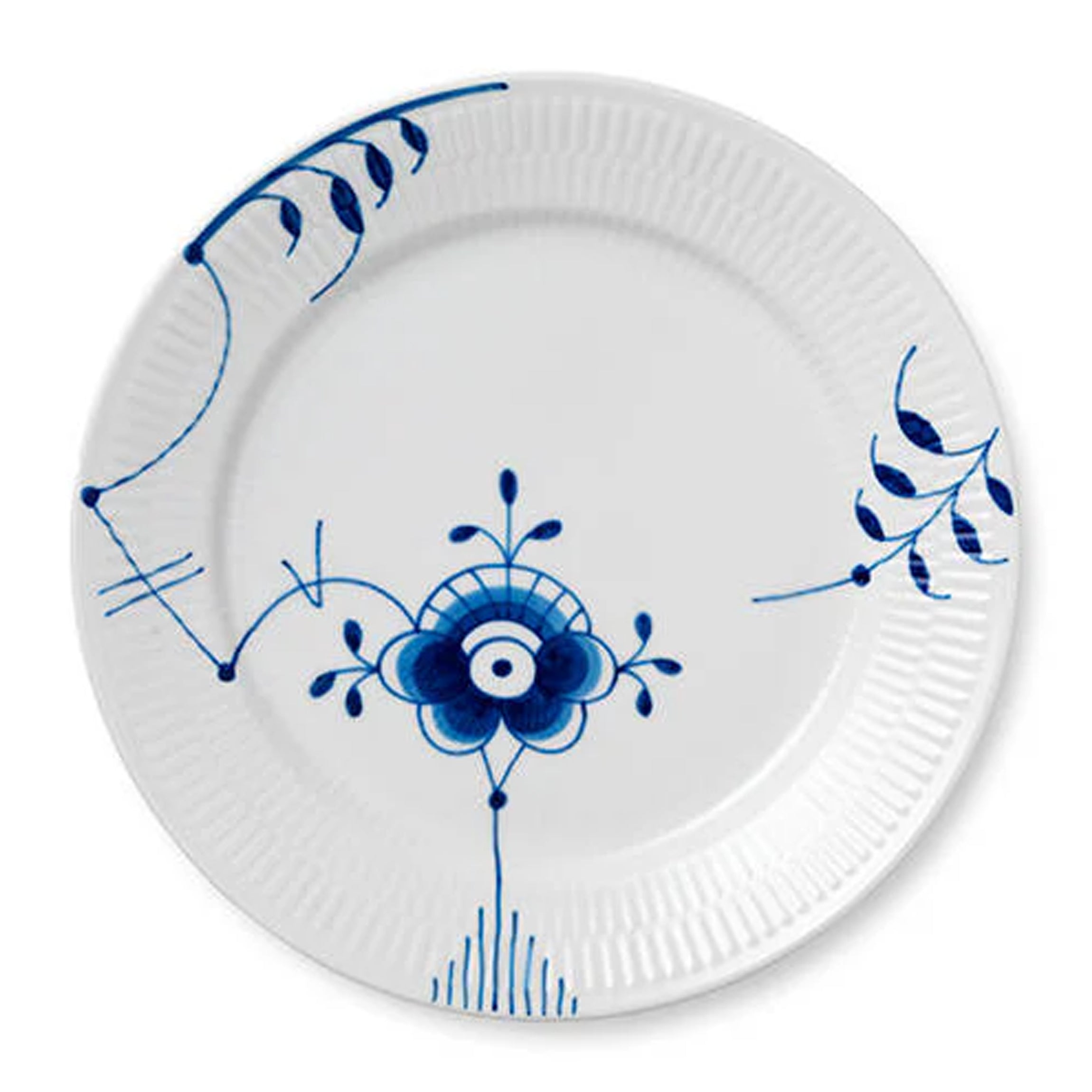 Blue Fluted Mega Dinner Plate #6 10.75"