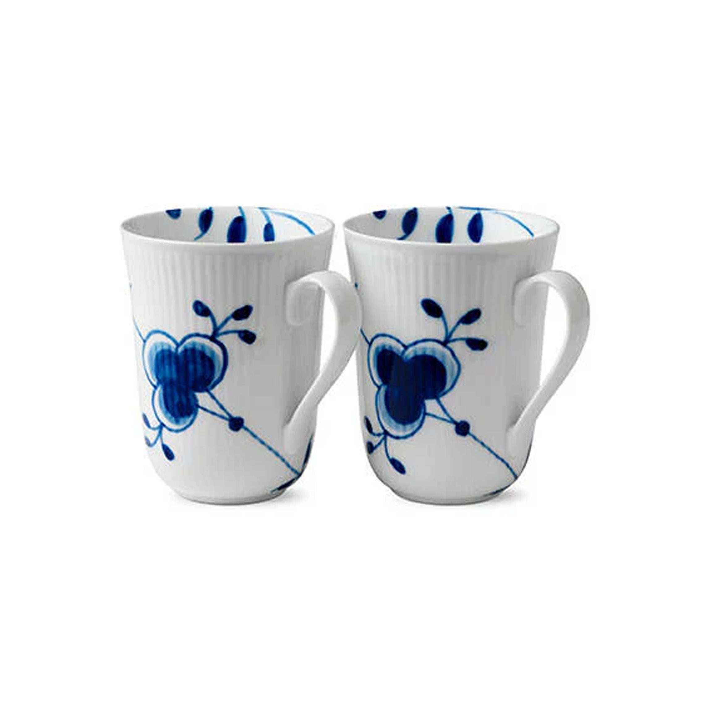 Blue Fluted Mega Mug 11 oz, Set of 2