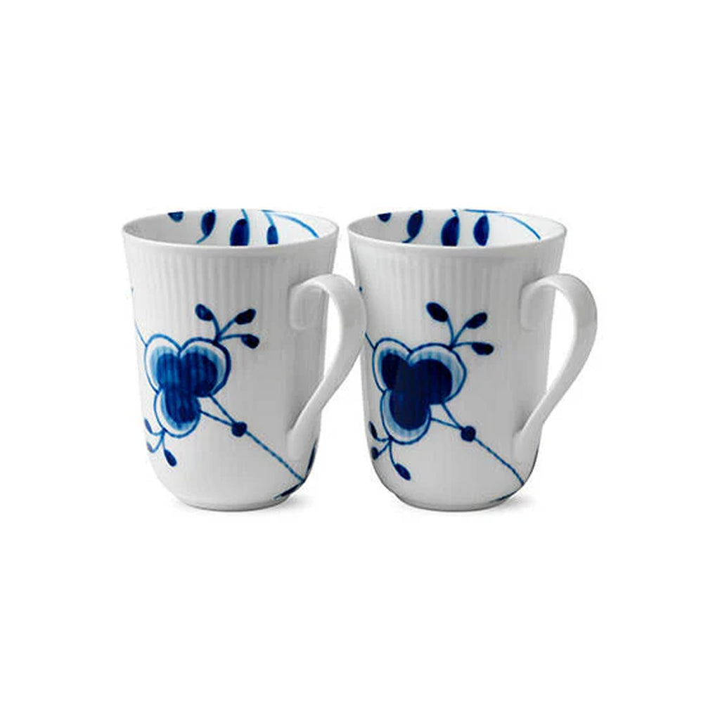 Blue Fluted Mega Mug 11 oz, Set of 2