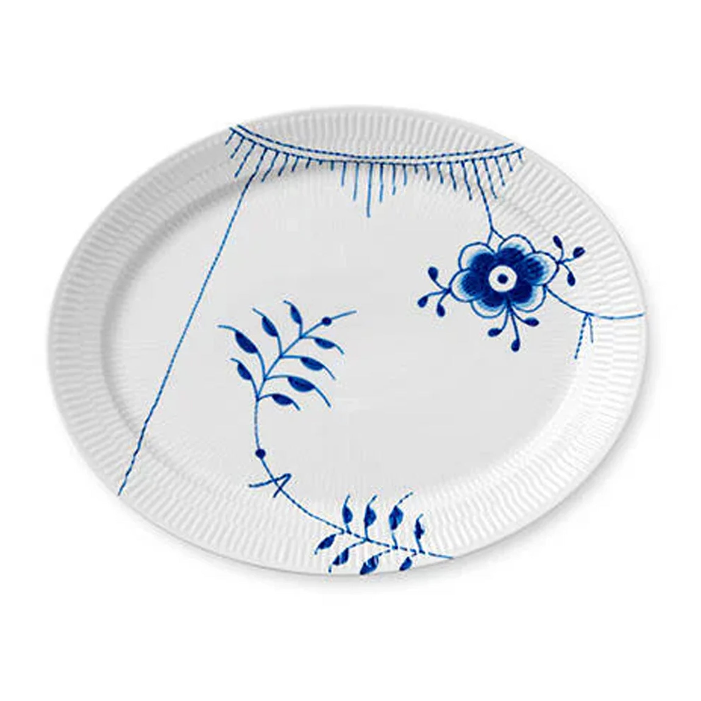Blue Fluted Mega Oval Platter 13.5"