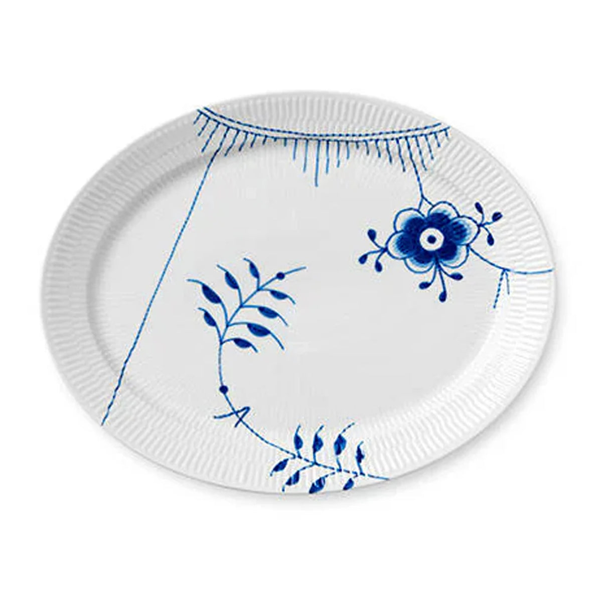 Blue Fluted Mega Oval Platter 13.5"