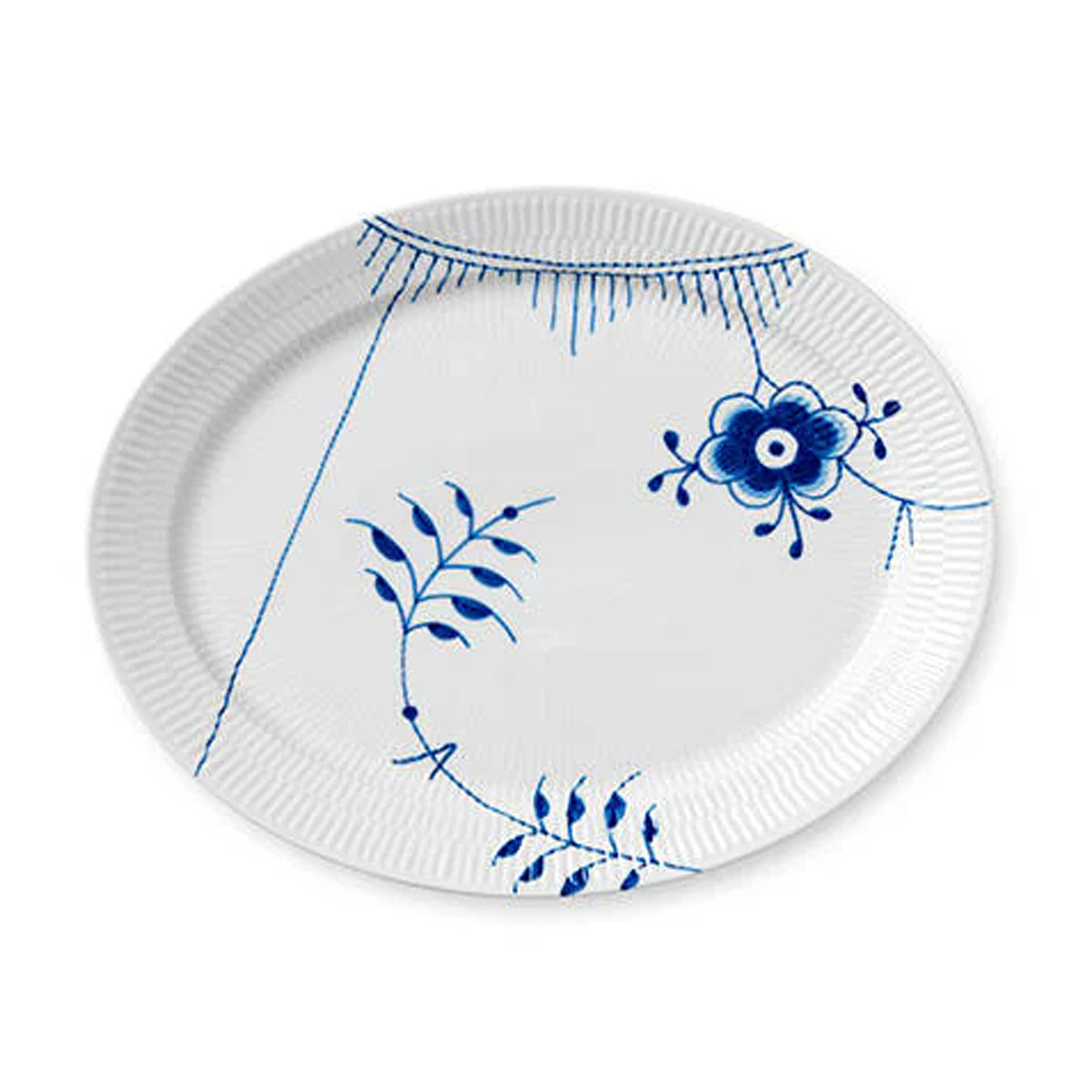 Blue Fluted Mega Oval Platter 13.5"