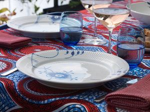 Blue Fluted Mega Dinner Plate #6 10.75"
