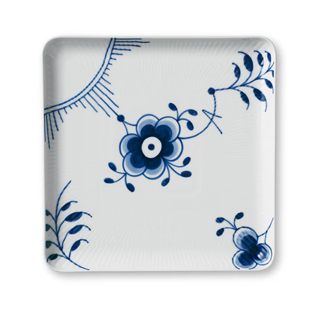 Blue Fluted Mega Plate Square 20cm 7.87"