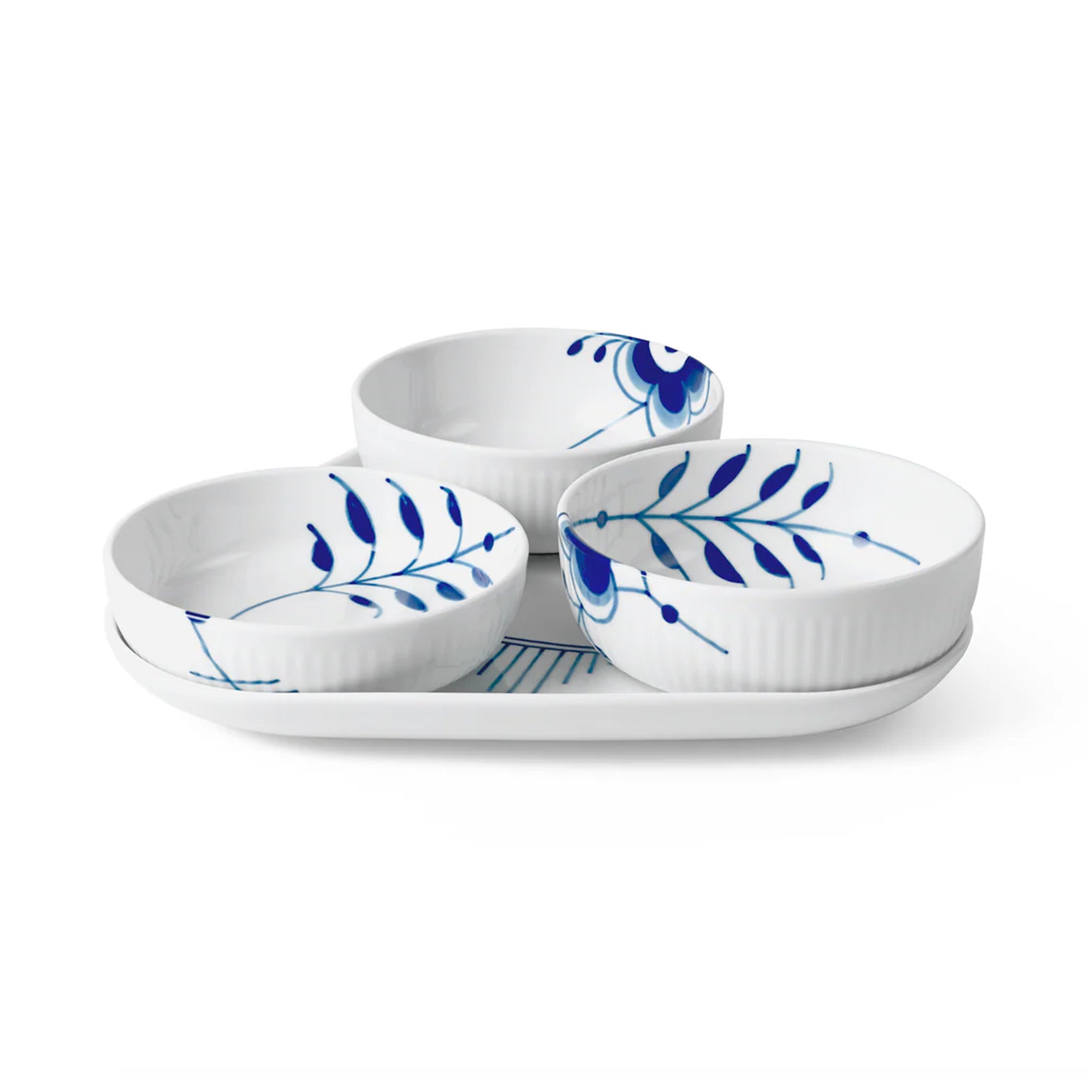 Blue Fluted Mega Serving Set 4Pc