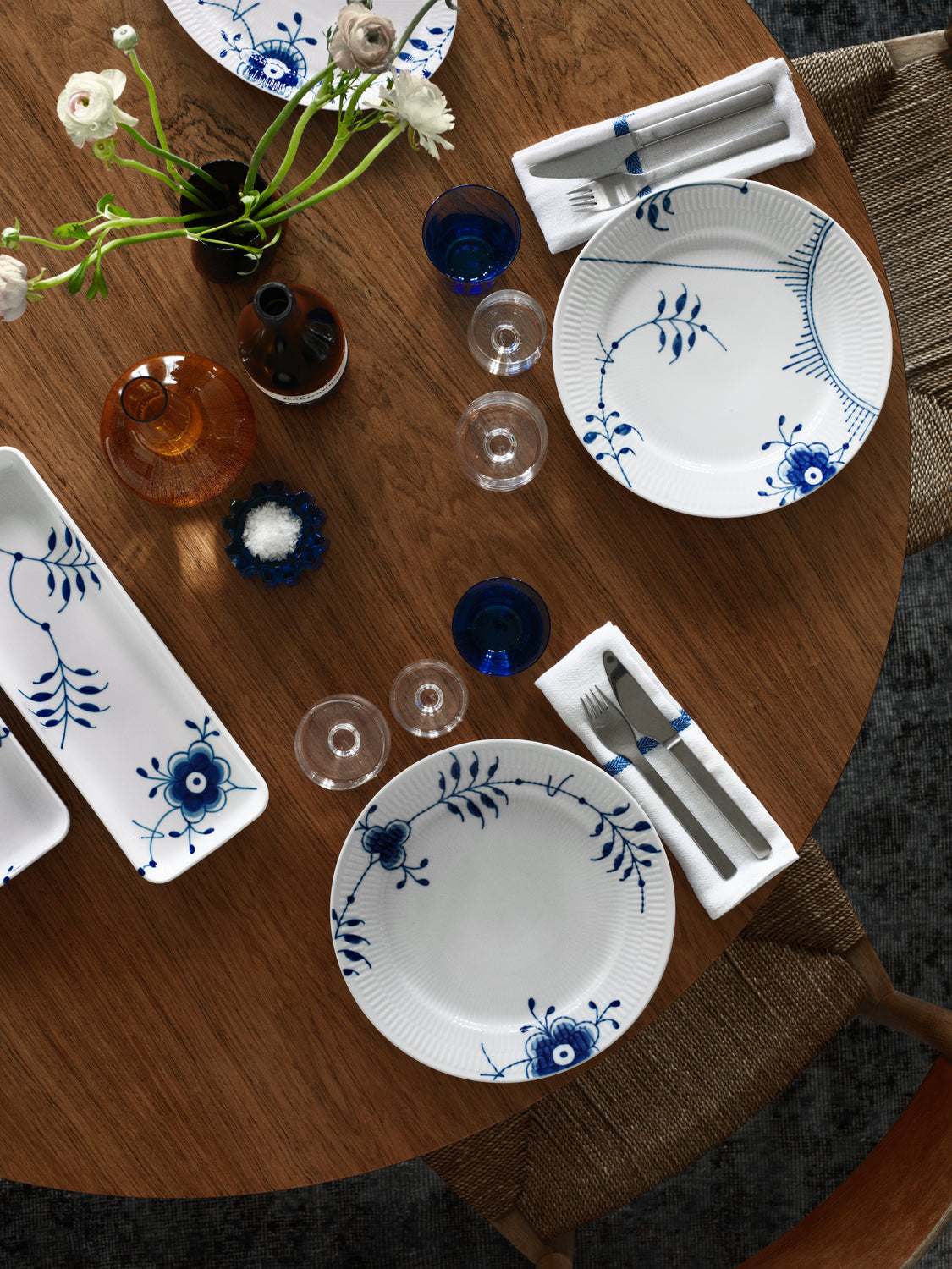 Blue Fluted Mega Dinner Plate #2 10.75"