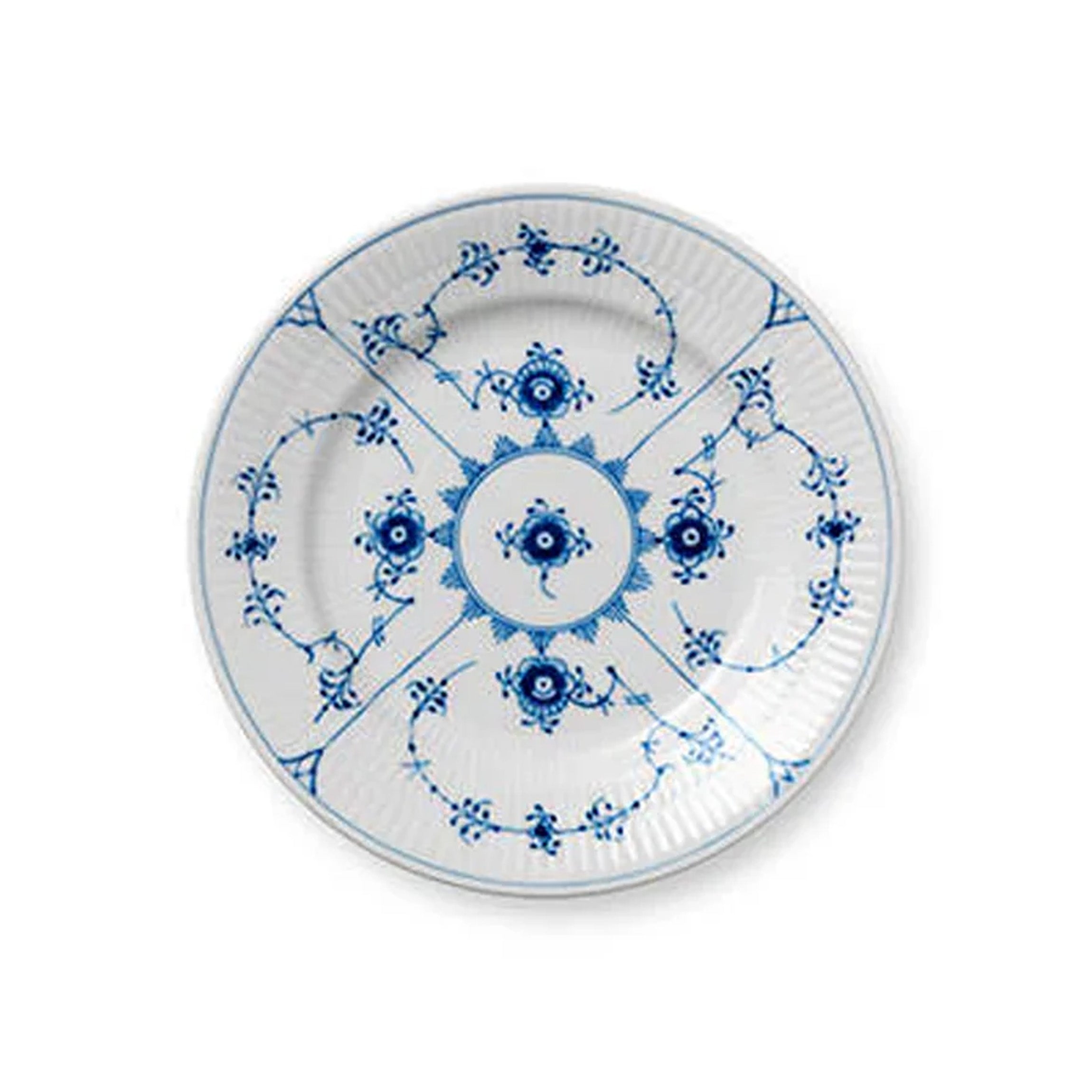 Blue Fluted Plain Bread & Butter Plate 6.75"