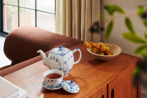 Blue Fluted Half Lace Teapot
