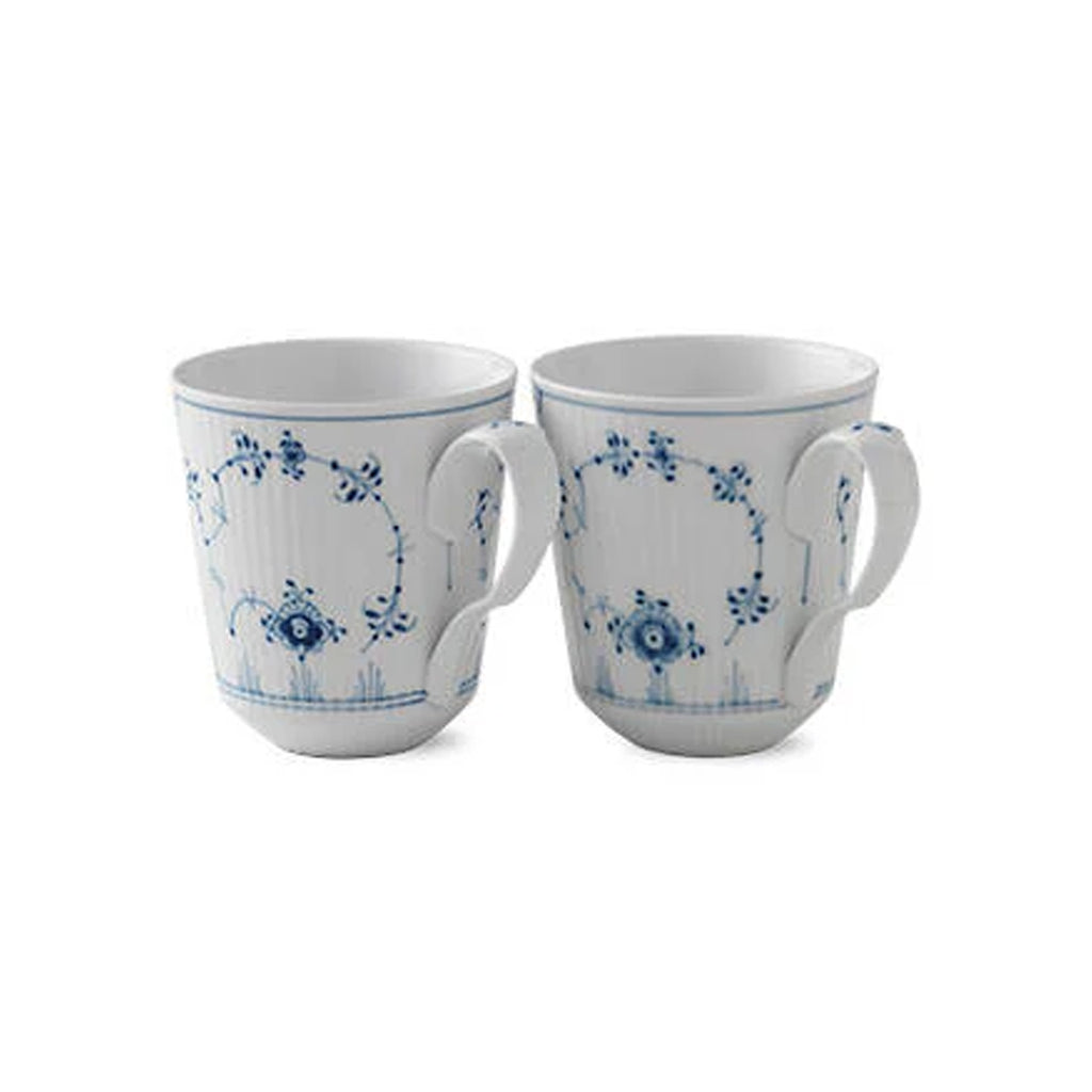 Blue Fluted Plain Mug, 12.5 oz, Set of 2