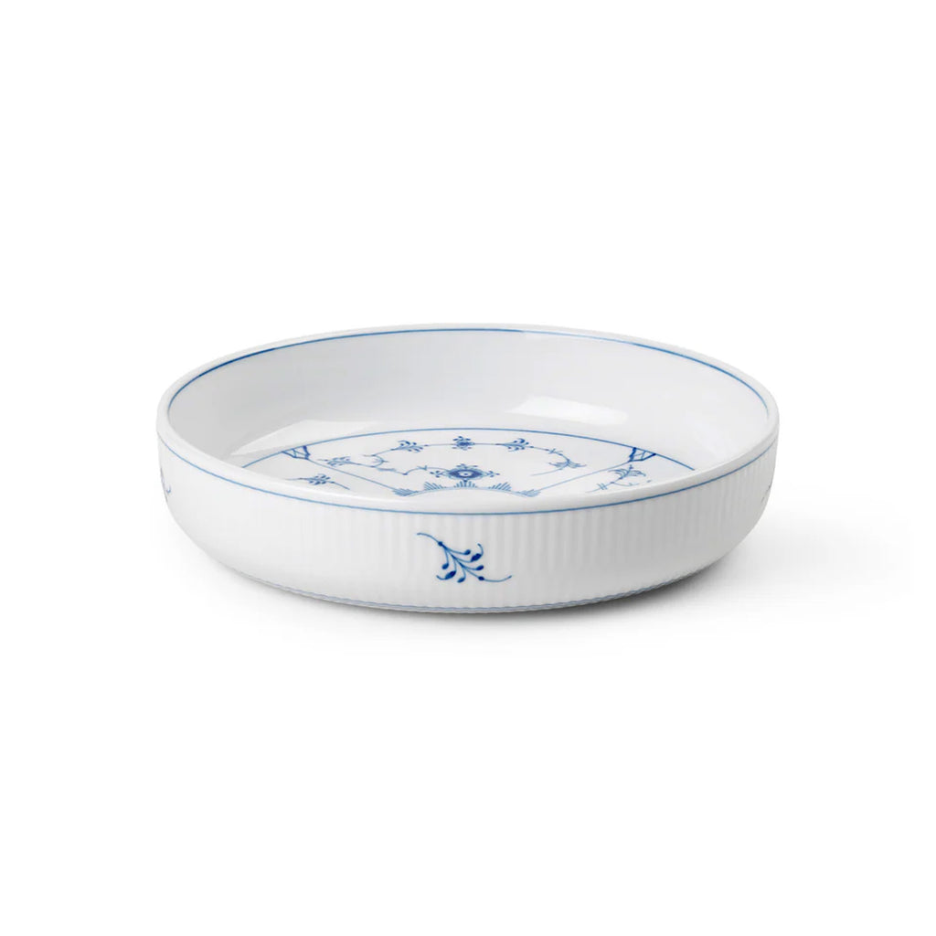 Blue Fluted Plain Ovenware Round