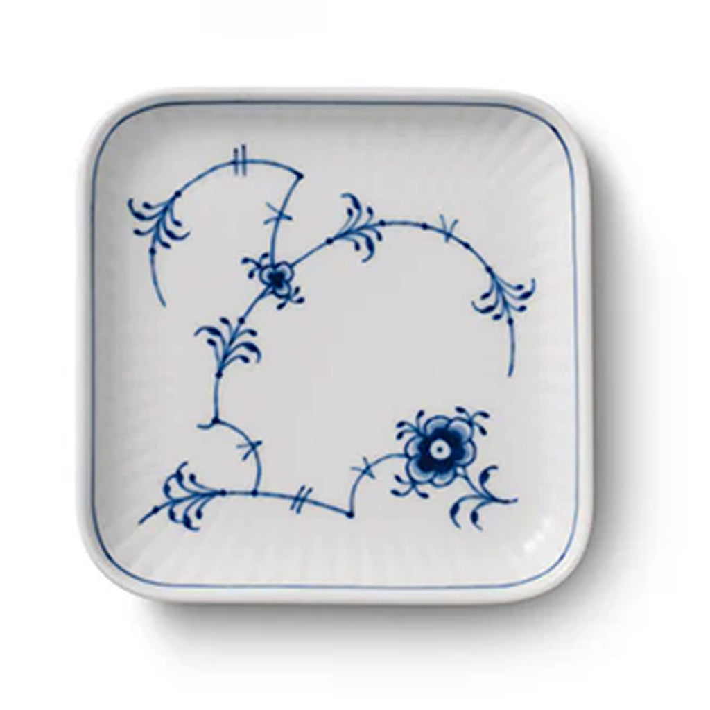 Blue Fluted Plain Plate Square 9cm 3.54"