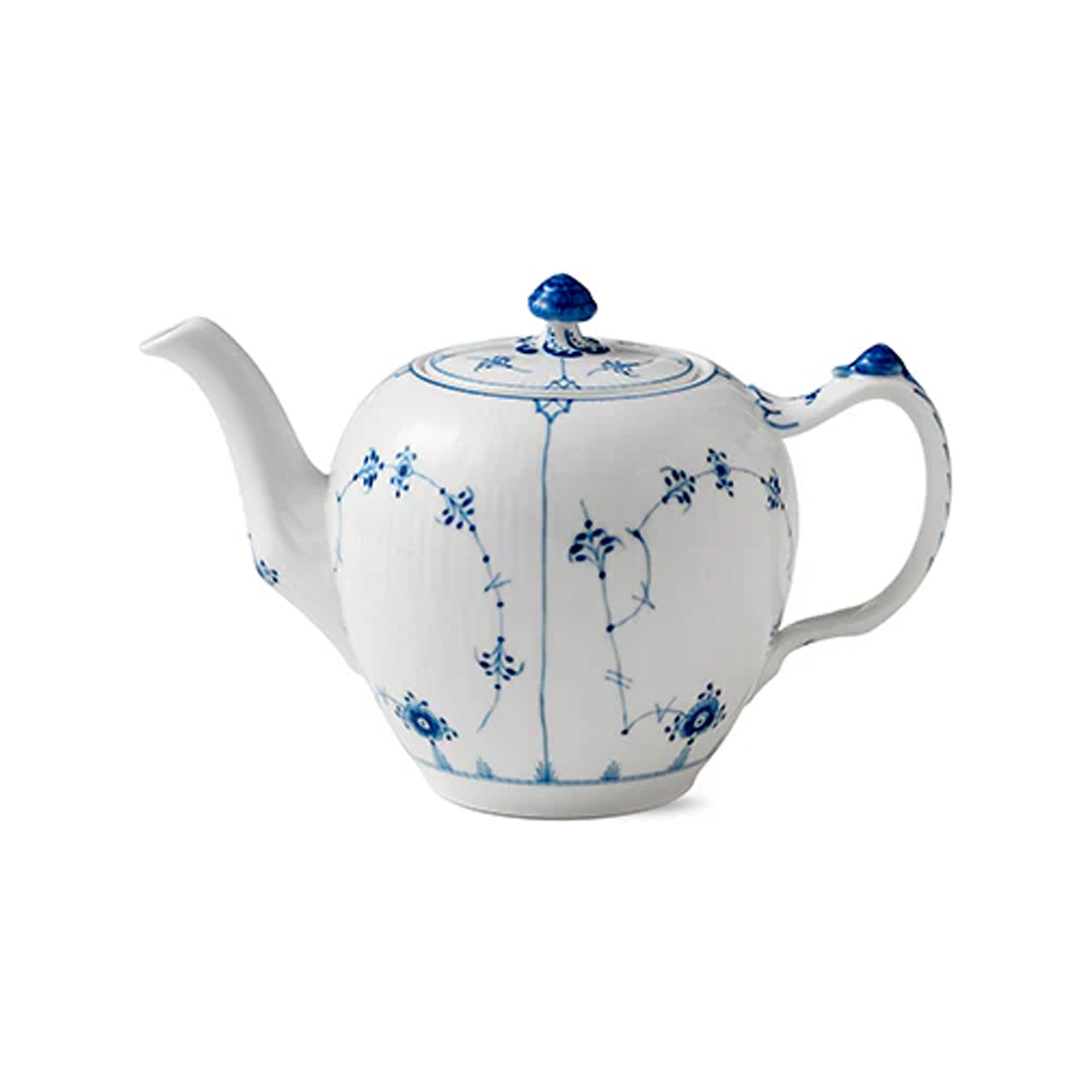 Blue Fluted Plain Teapot 100cl 1qt