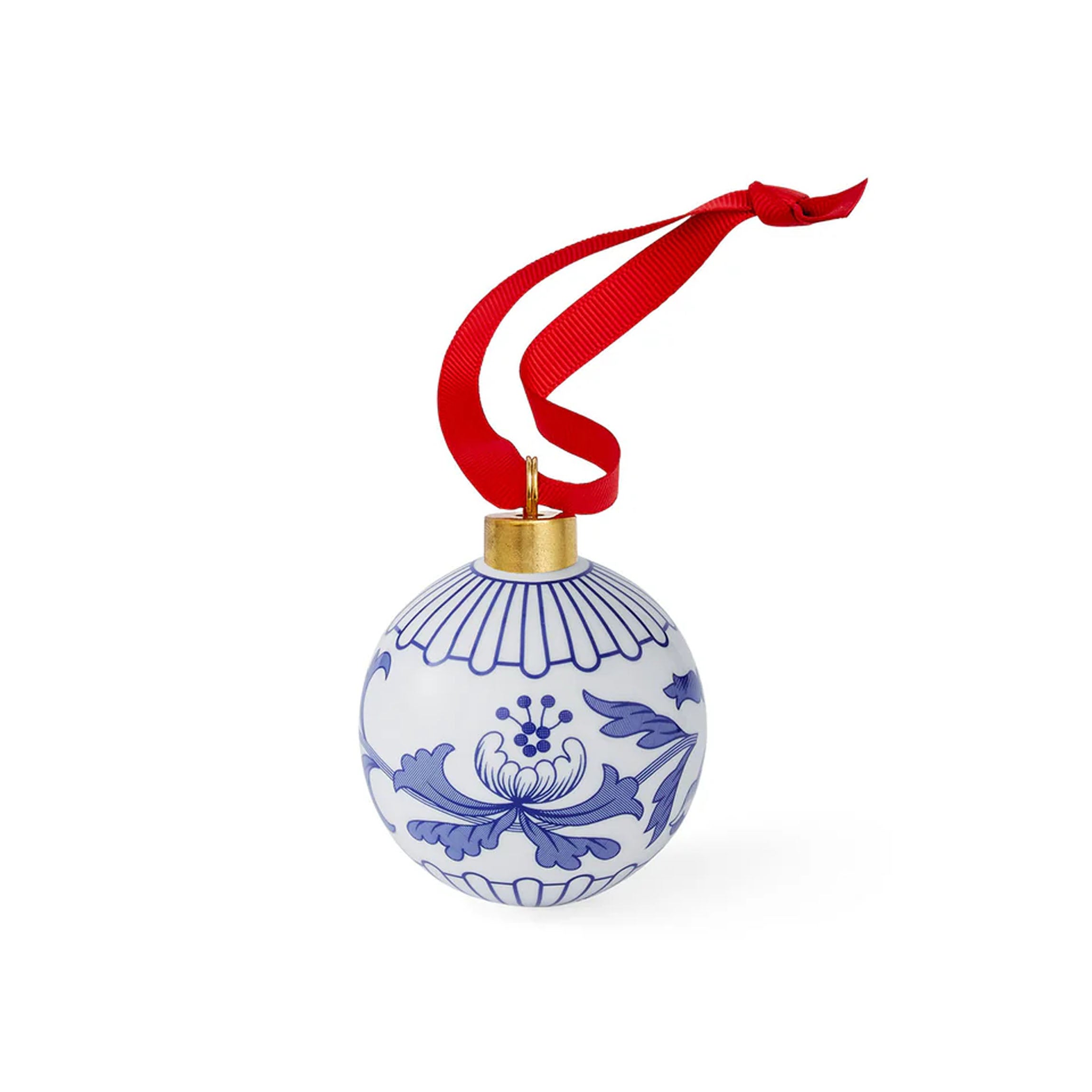Blue Italian Christmas Bauble with Florals