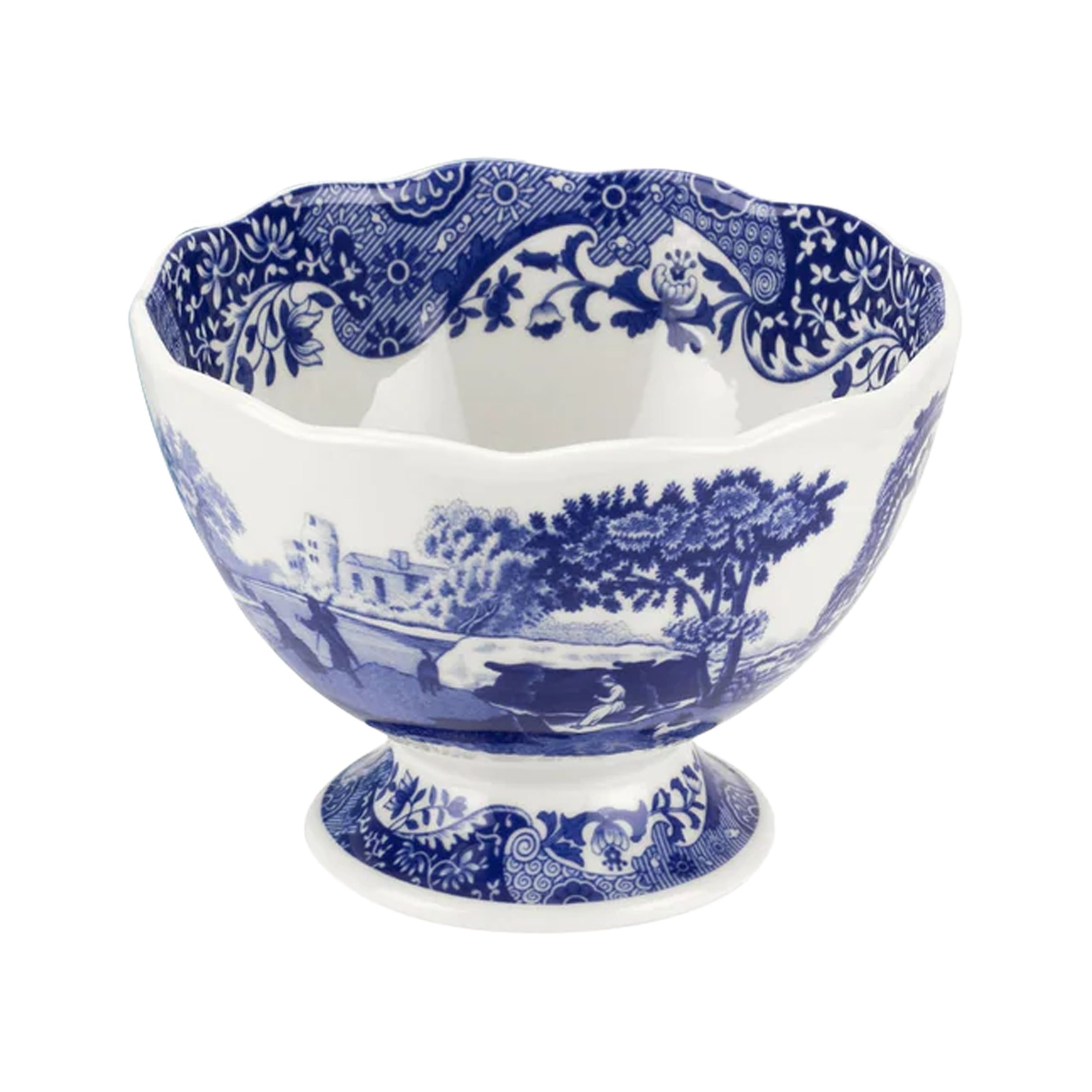 Blue Italian Footed Bowl