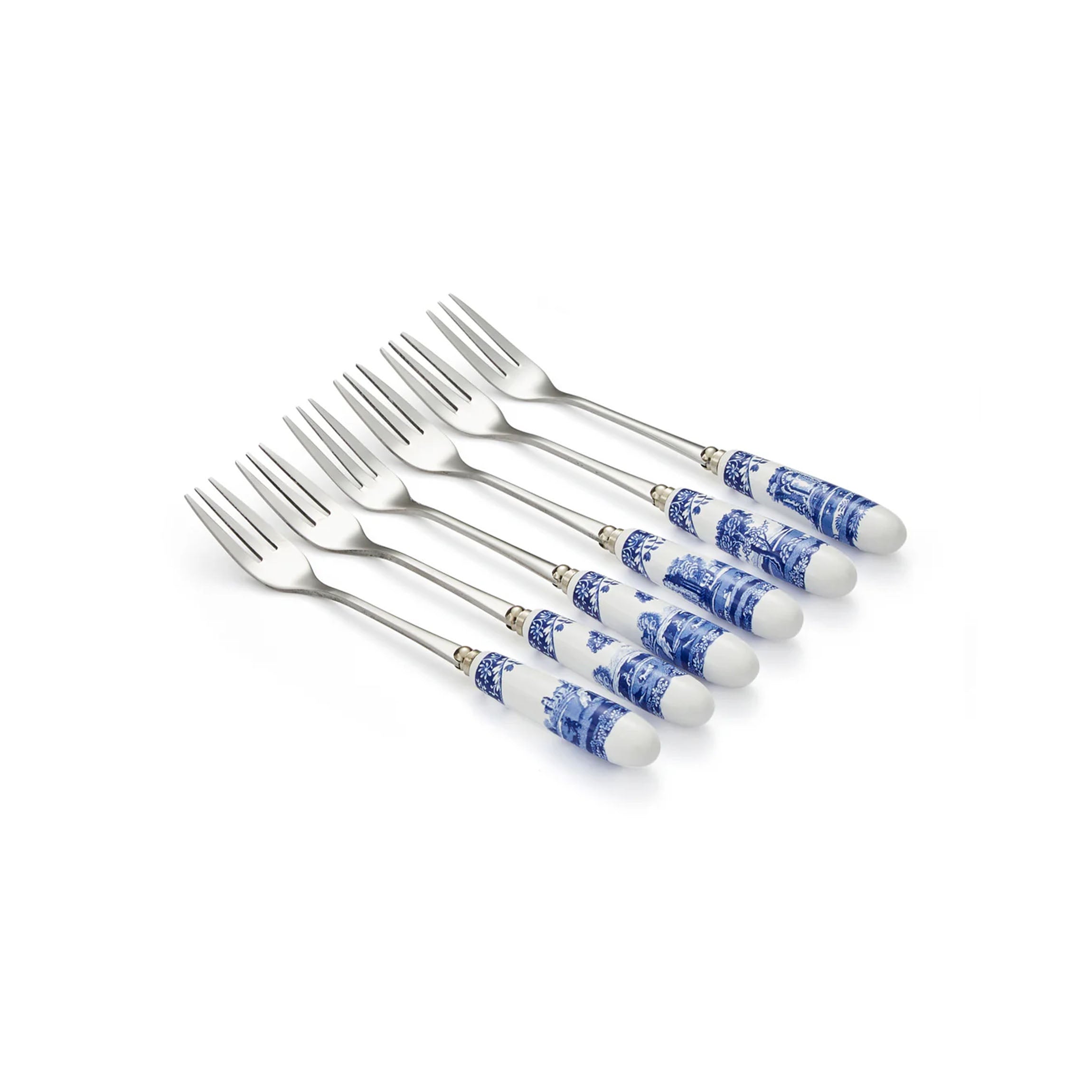 Blue Italian Pastry Forks, Set of 6