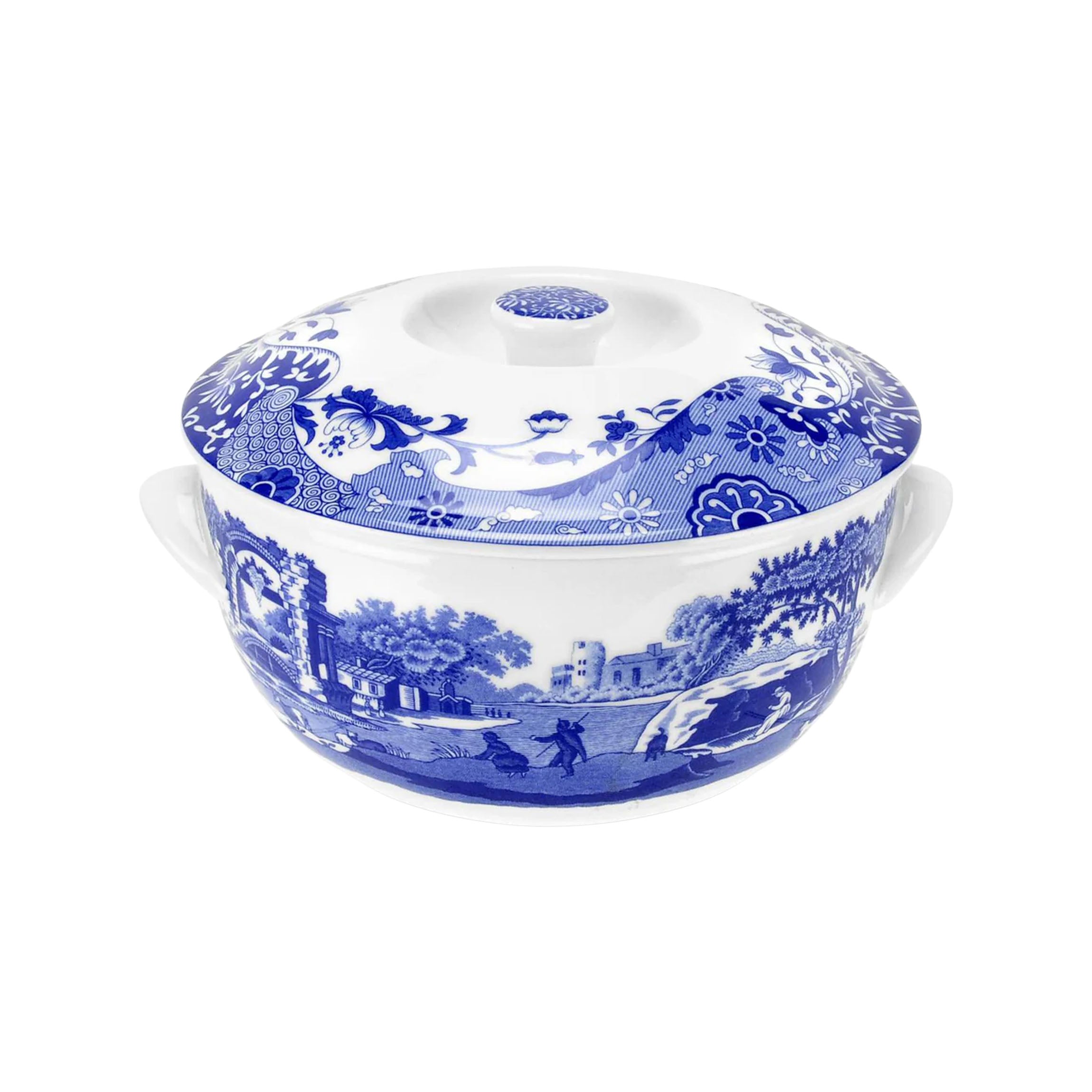 Blue Italian Round Covered Deep Dish