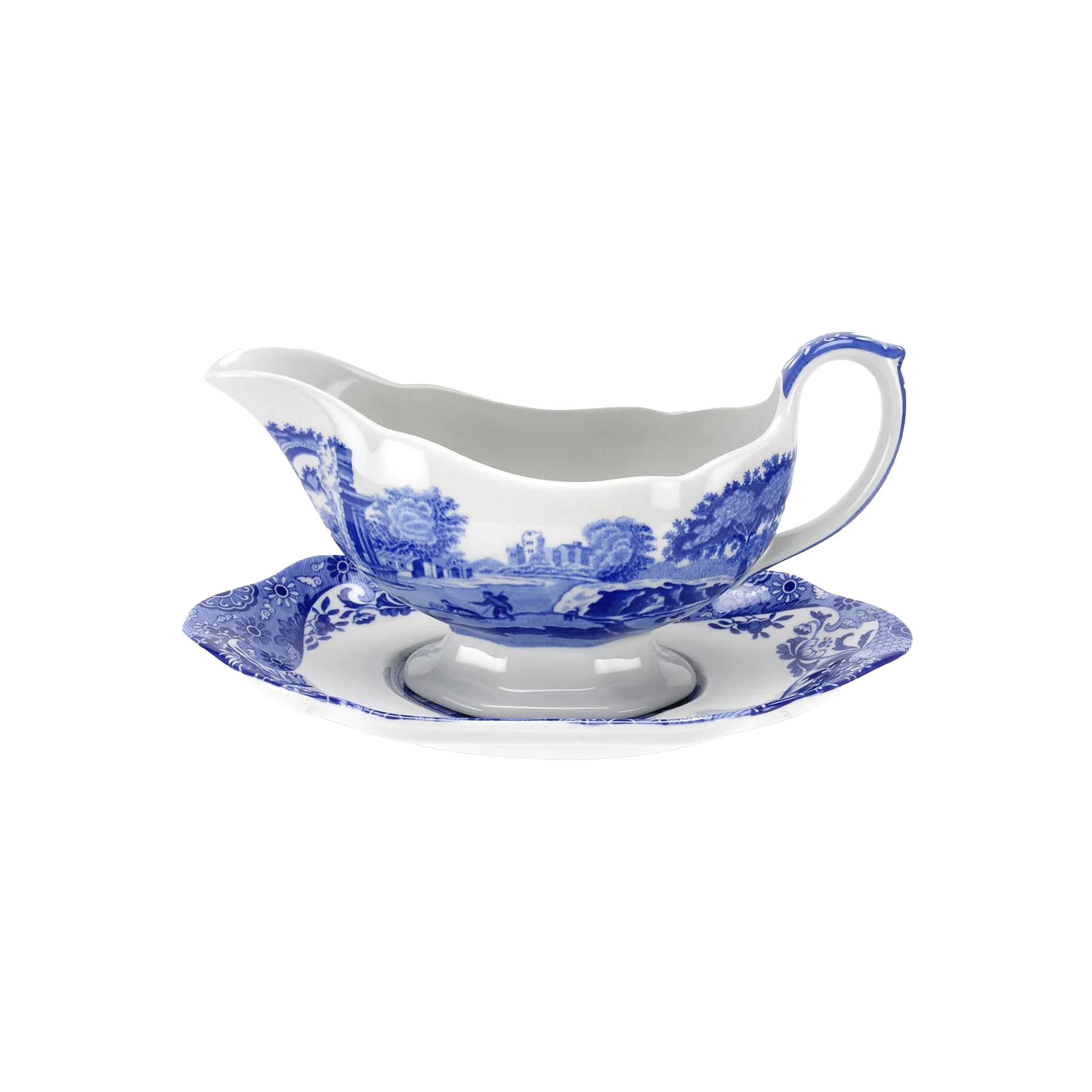 Blue Italian Sauceboat with Stand