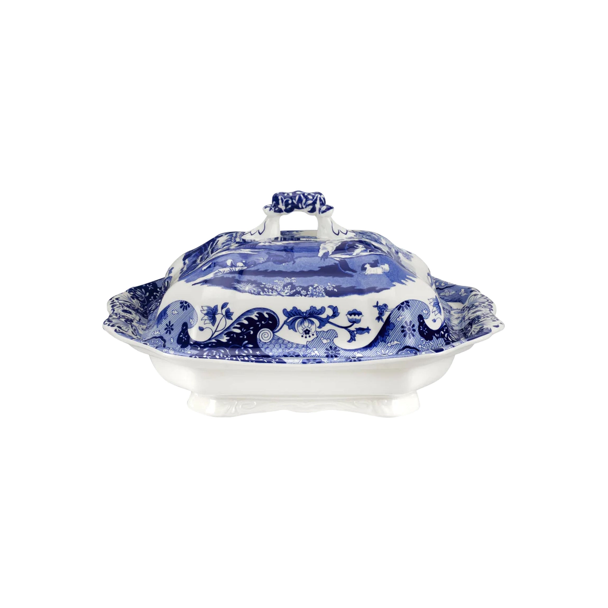 Blue Italian Vegetable Dish with Cover