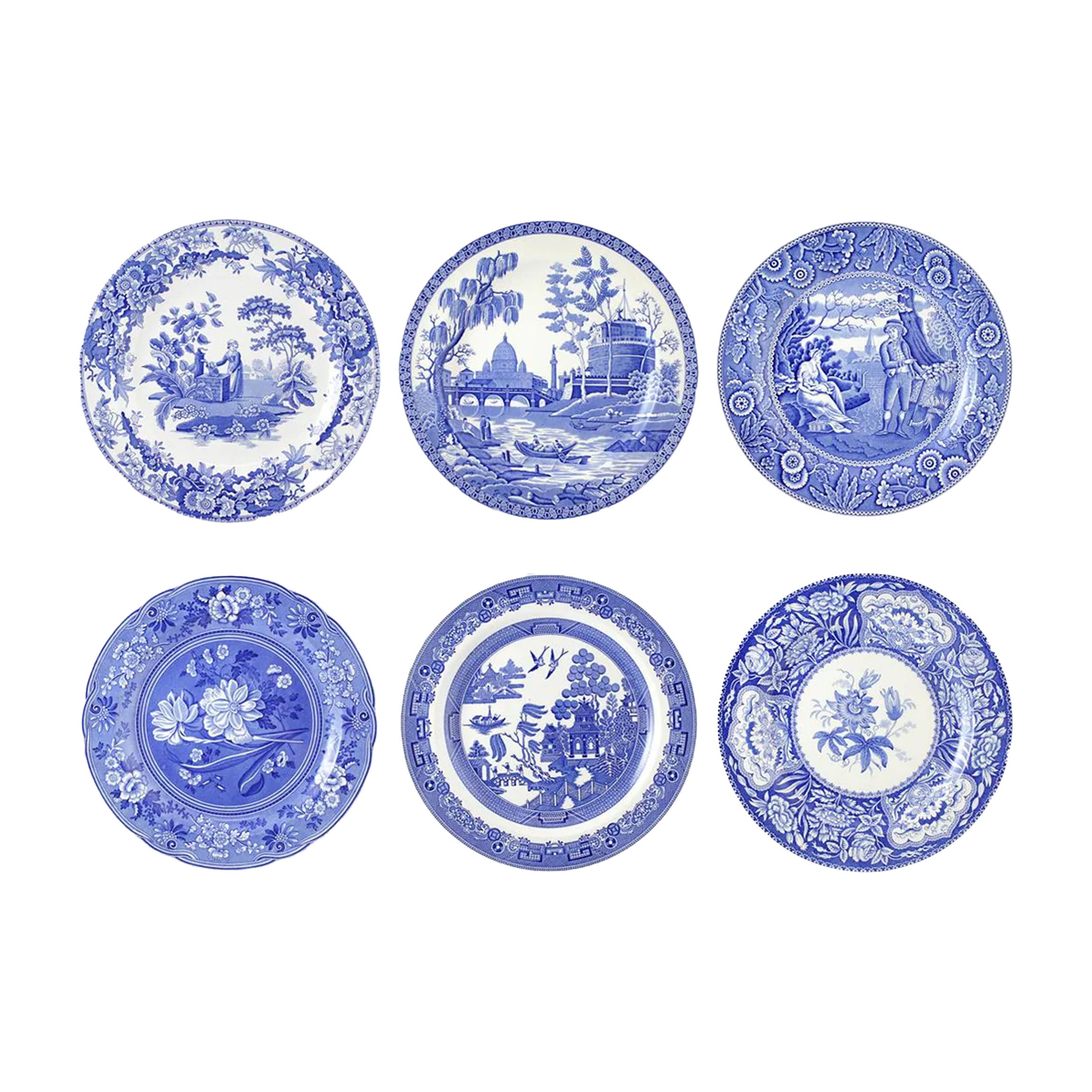 Blue Room Assorted Georgian Plates, Set of 6