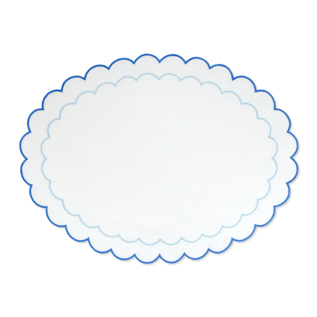 Blue Scalloped Placemat Blue Scalloped Dinner Linens Set Chefanie 