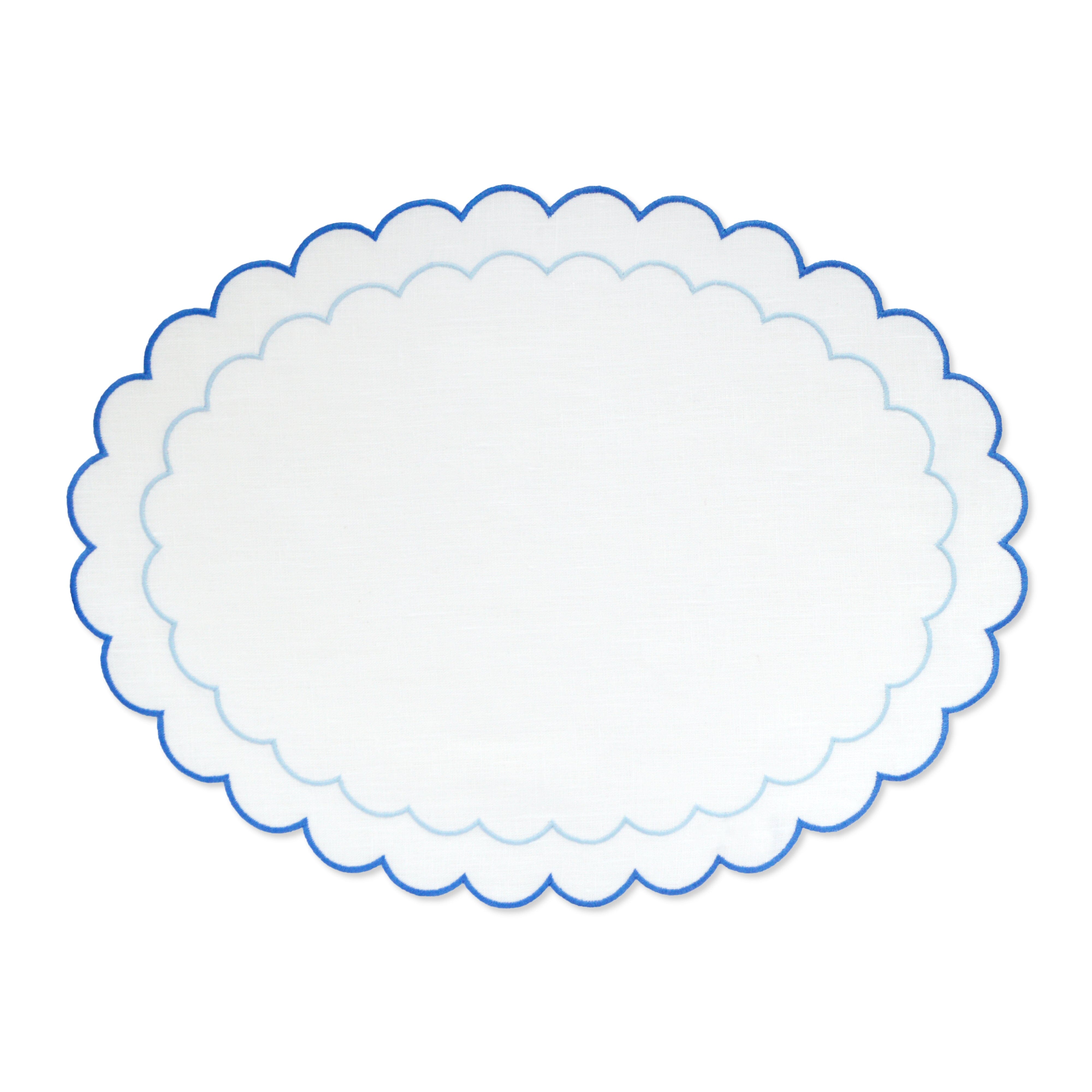 Blue Scalloped Placemat Blue Scalloped Dinner Linens Set Chefanie 