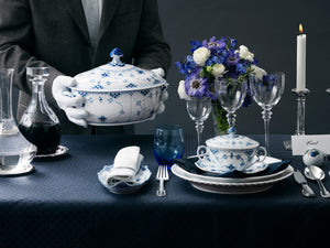 Blue Fluted Full Lace Dinner Plate 10.75"