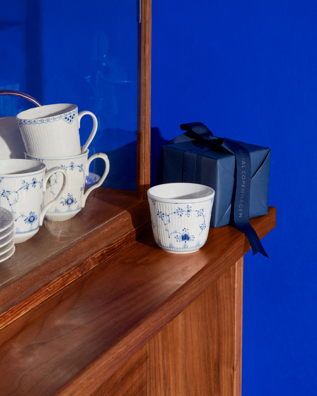 Blue Fluted Plain Mug, 12.5Oz. Set/2