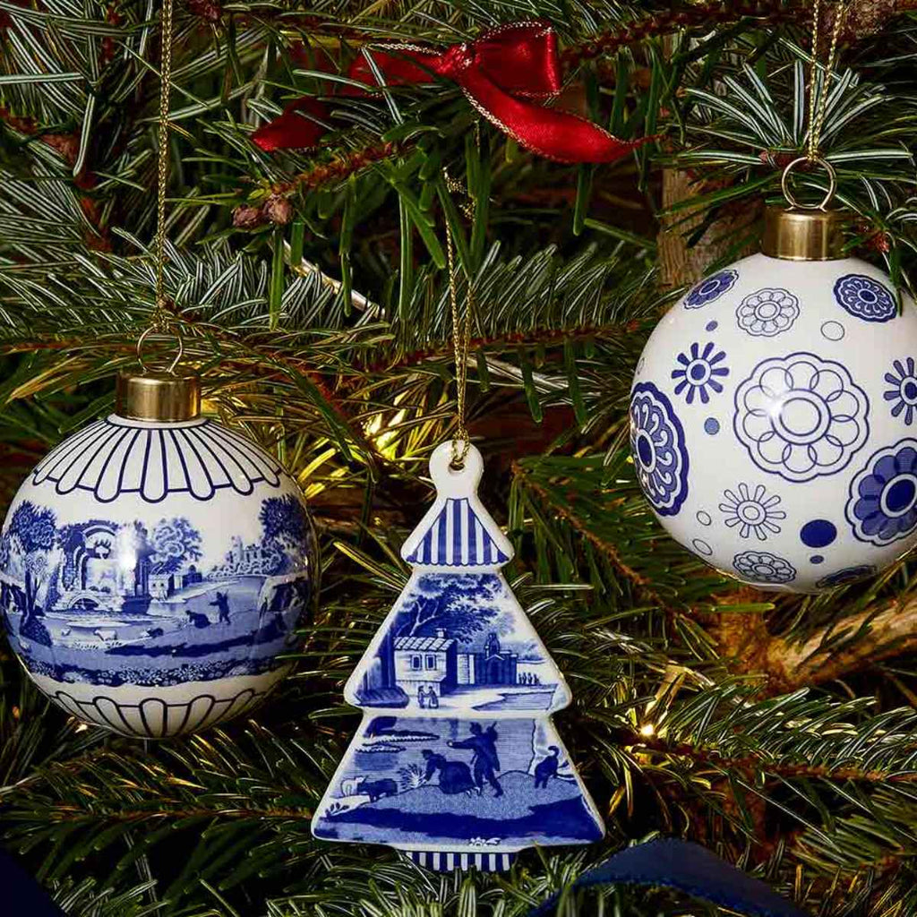 Blue Italian Christmas Tree Shaped Ornament