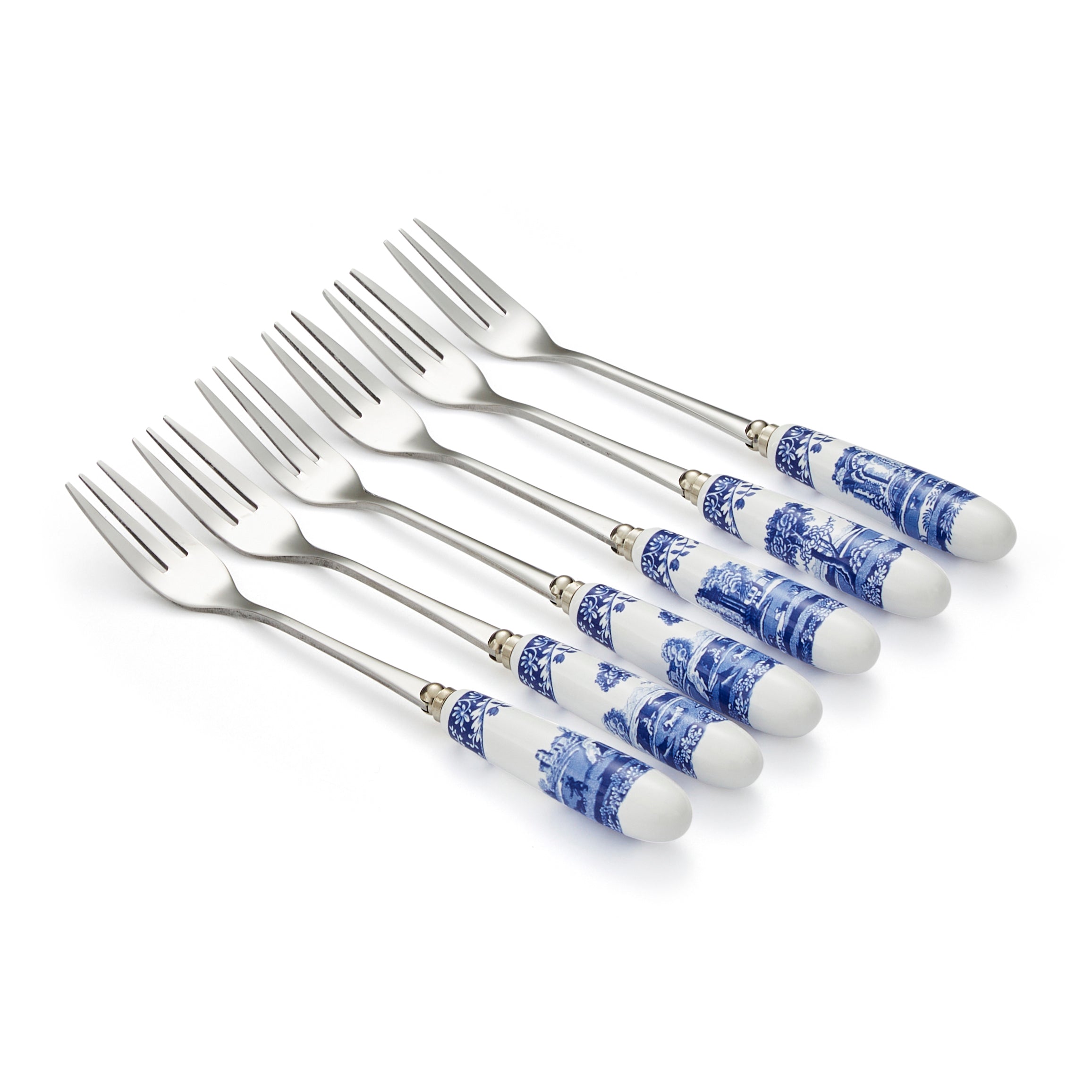 Blue Italian Pastry Forks, Set of 6