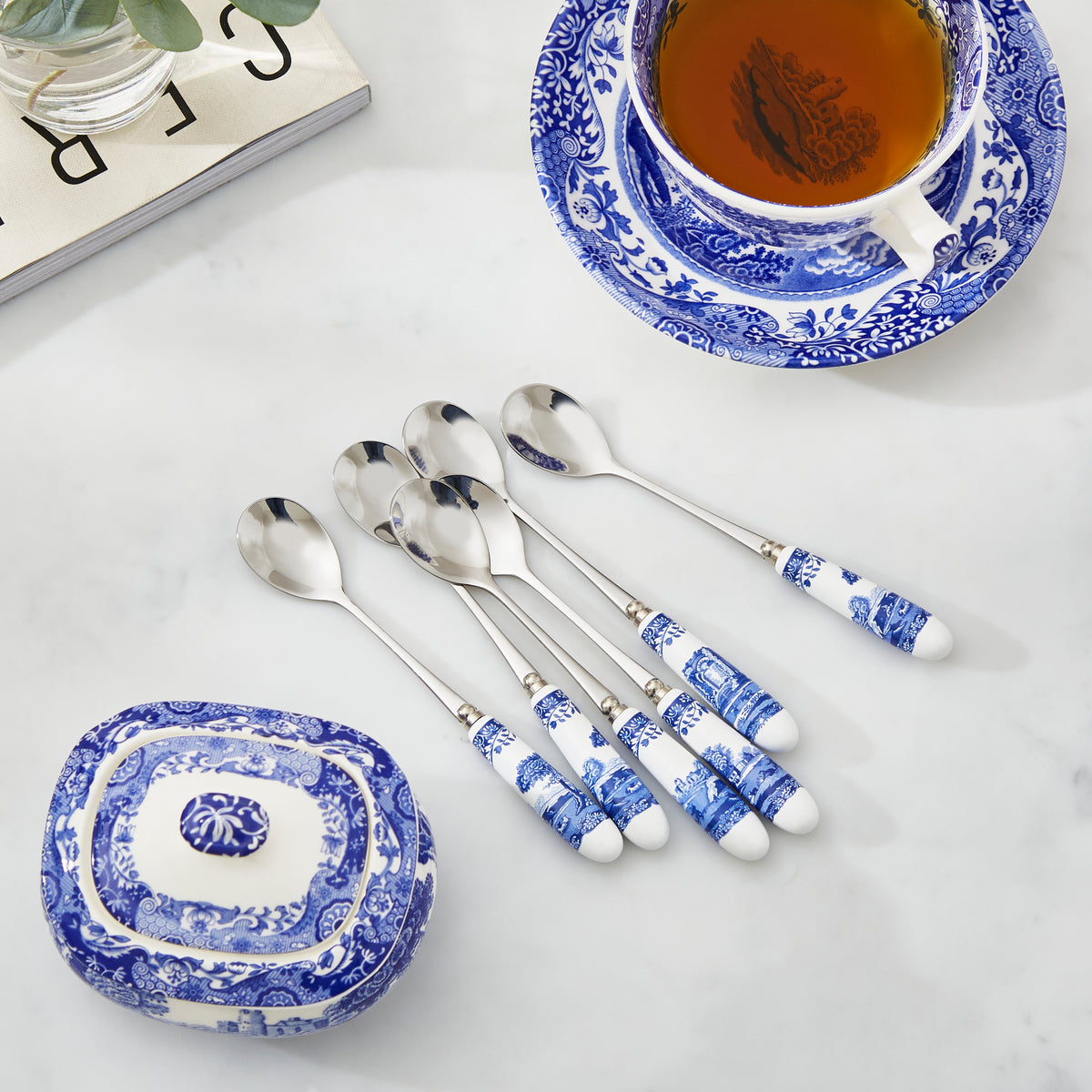 Blue Italian Teaspoons, Set of 6