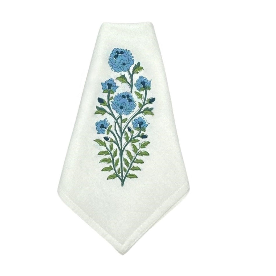 blockprint napkin, motif napkin, blue flower napkin, floral napkin