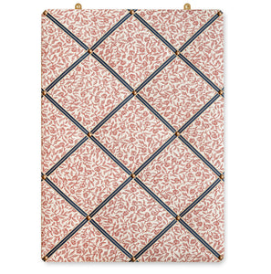Ribboned Bulletin Board in Volga's Pomegranate Print in Marsala with Peacoat Trim